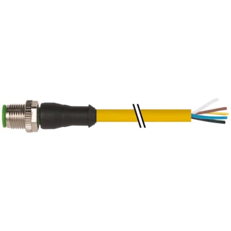 Murrelektronik M12 male 0 Degree with cable, PVC 5x0.34 ye UL/CSA 0.5m 7000-12041-0150050